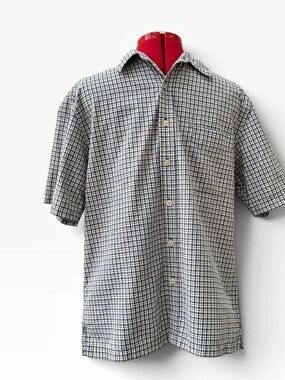 Bruno Designs Gingham Short Sleeve Shirt in Gray & White Size Medium